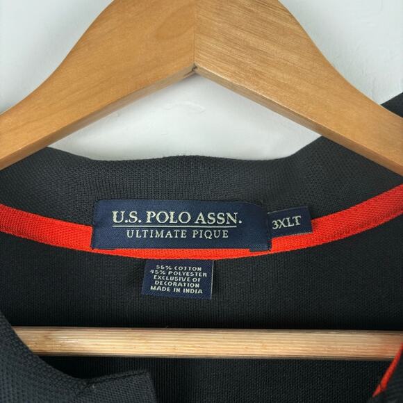 NWT US Polo Assn Black Men’s Pique Polo 3XLT - Picture 7 of 9